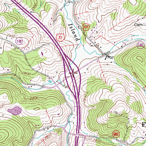 Topographic Map of Interchange 8, VA