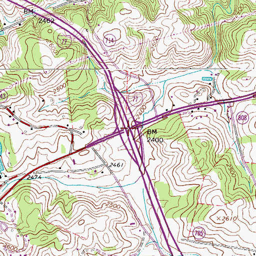 Topographic Map of Interchange 14, VA