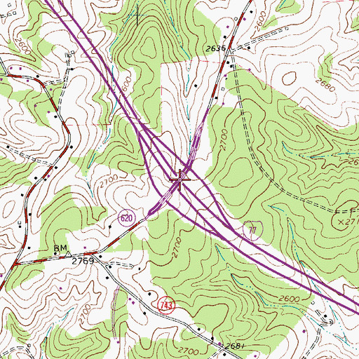 Topographic Map of Interchange 19, VA