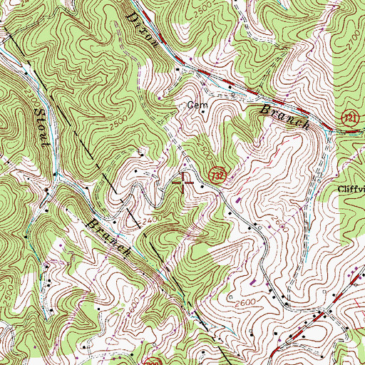Topographic Map of Isom Cemetery, VA