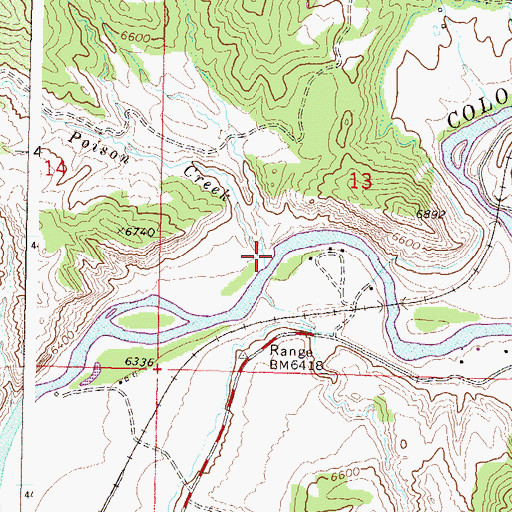 Topographic Map of Poison Creek, CO