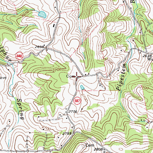 Topographic Map of James Cloud Cemetery, VA