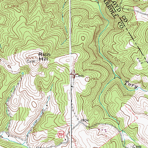 Topographic Map of James Webb Cemetery, VA