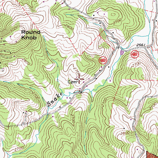 Topographic Map of Jesse Bond Cemetery, VA