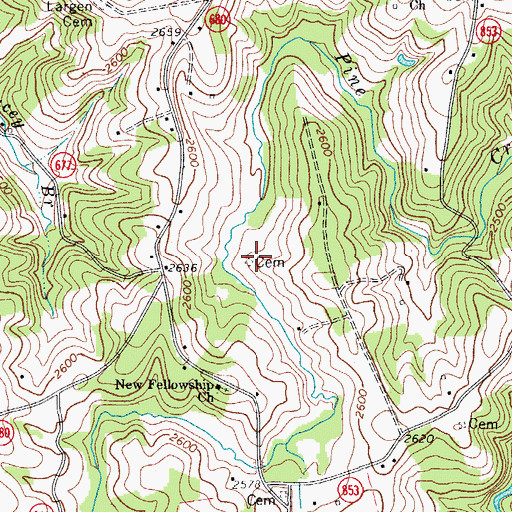 Topographic Map of John Finney Cemetery, VA