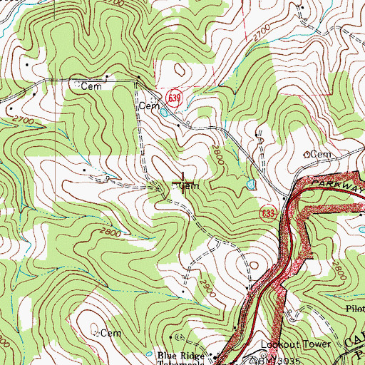 Topographic Map of John Largen Cemetery, VA