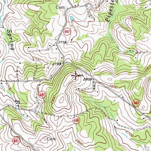 Topographic Map of Jonah Marshall Cemetery, VA