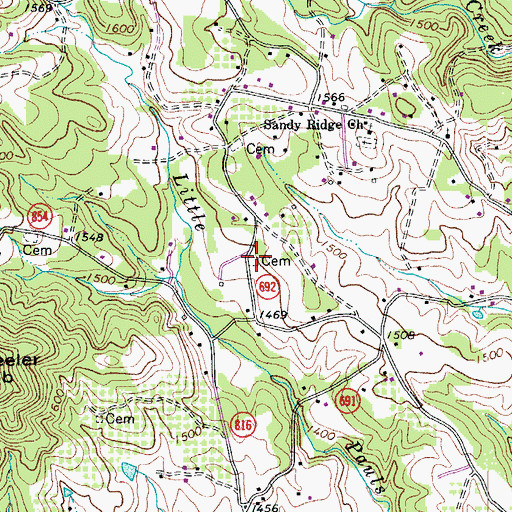 Topographic Map of Jones Cemetery, VA