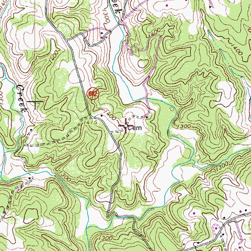Topographic Map of Jones Cemetery, VA