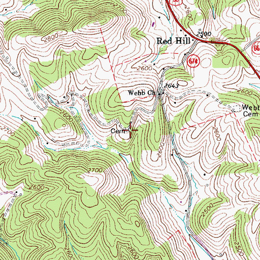 Topographic Map of Joseph Horton Cemetery, VA