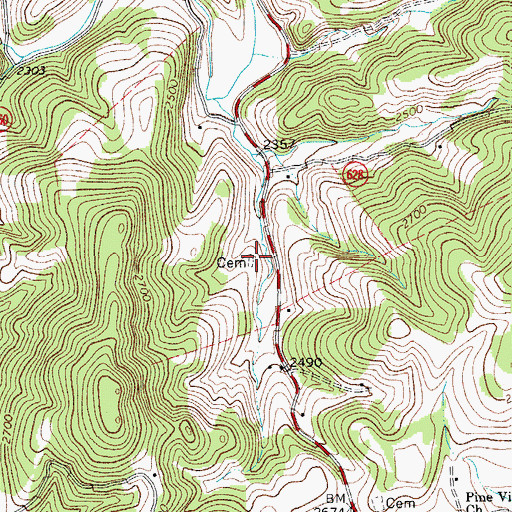 Topographic Map of Kemp Cemetery, VA