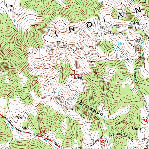 Topographic Map of Largen Cemetery, VA