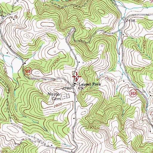 Topographic Map of Laurel Fork Cemetery, VA