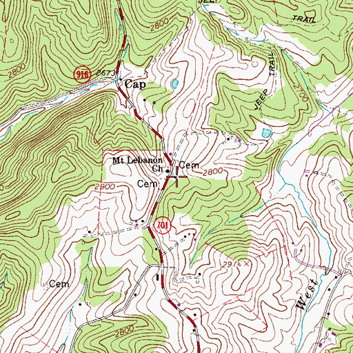 Topographic Map of Lebanon School (historical), VA