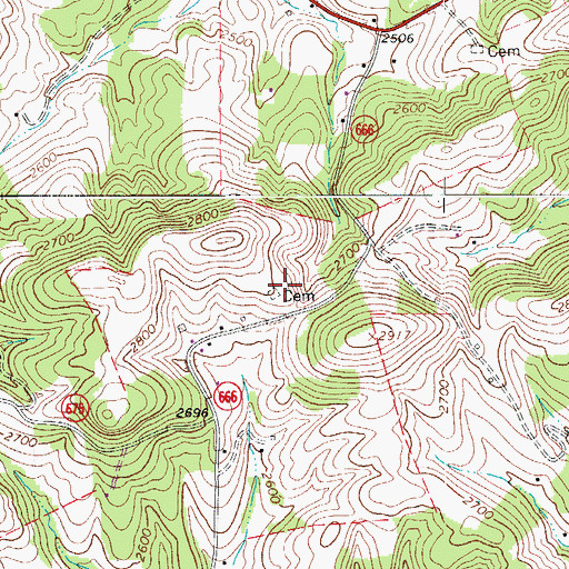 Topographic Map of Lewis F Webb Cemetery, VA