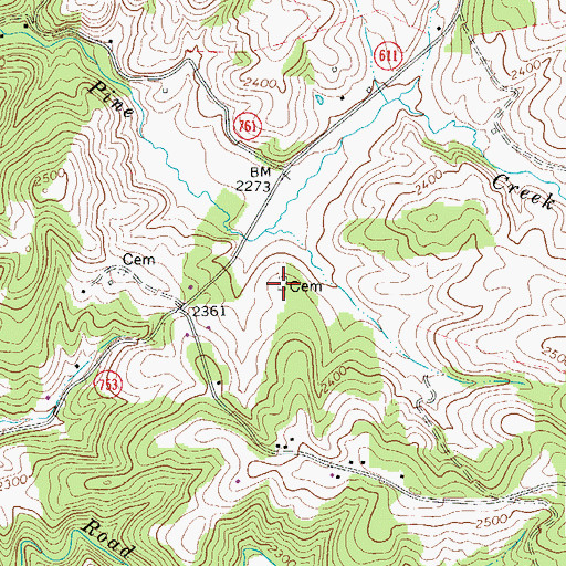 Topographic Map of Lindsey-Old Bethesda Cemetery, VA