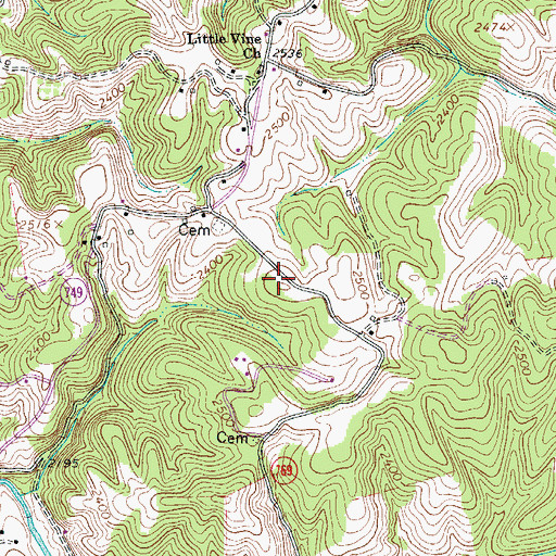 Topographic Map of Little Vine School (historical), VA