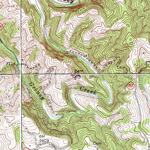 Topographic Map of Lost Cemetery, VA