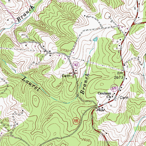 Topographic Map of Mabe Cemetery, VA
