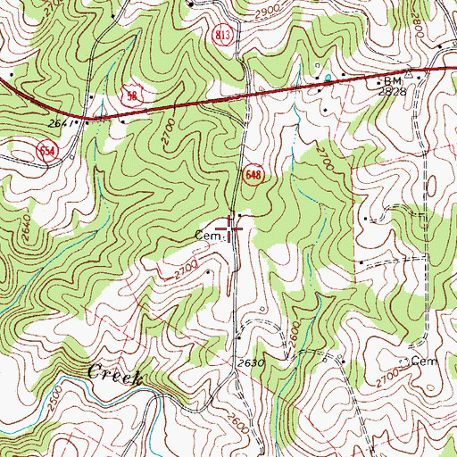 Topographic Map of Marshall Cemetery, VA