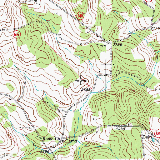 Topographic Map of Marshall Cemetery, VA