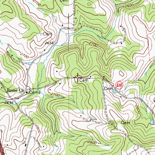 Topographic Map of Marshall Cemetery, VA