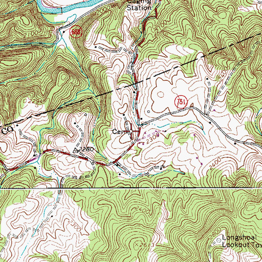Topographic Map of Marshall Cemetery, VA