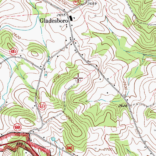 Topographic Map of Martin Cemetery, VA