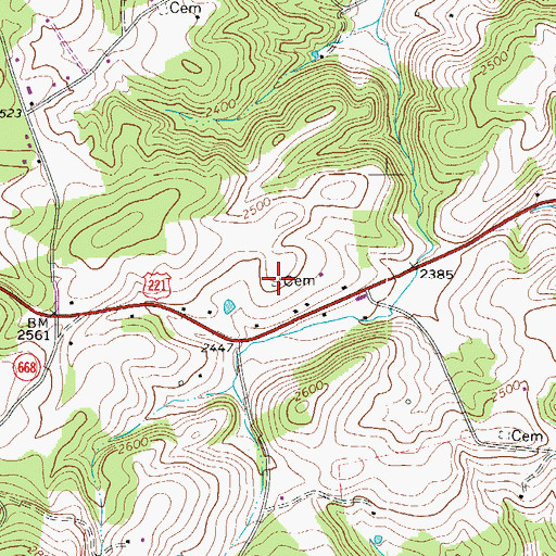 Topographic Map of Martin Cemetery, VA
