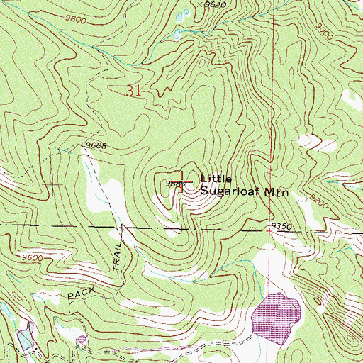 Topographic Map of Little Sugarloaf Mountain, CO