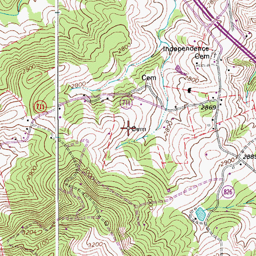 Topographic Map of McCraw Cemetery, VA