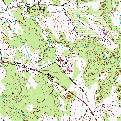 Topographic Map of McCraw Cemetery, VA