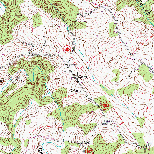 Topographic Map of McMillian Cemetery, VA