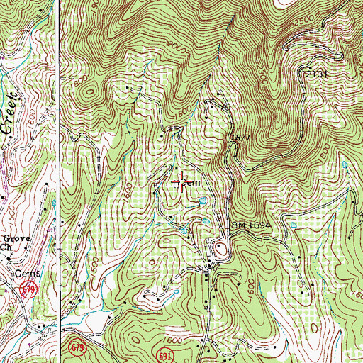 Topographic Map of McMillian Cemetery, VA