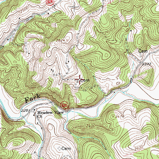 Topographic Map of McPeak Cemetery, VA