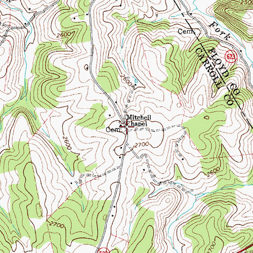 Topographic Map of Mitchell Chapel Cemetery, VA