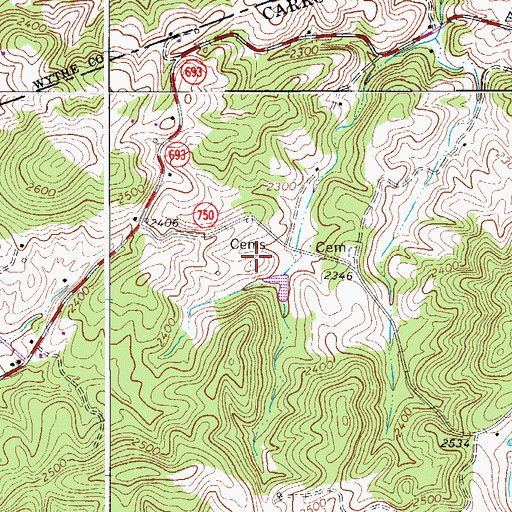 Topographic Map of Montgomery Cemetery, VA