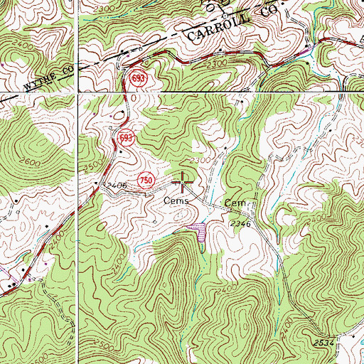 Topographic Map of Montgomery-Smith Cemetery, VA