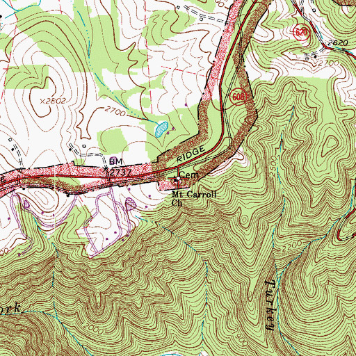 Topographic Map of Mount Carroll Cemetery, VA