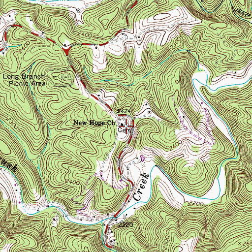 Topographic Map of Mount Hope Cemetery, VA