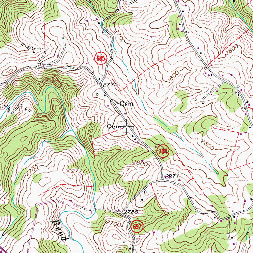 Topographic Map of Nelson Cemetery, VA