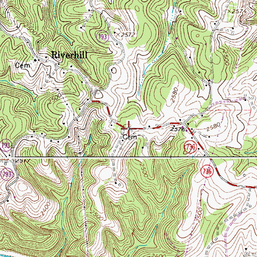 Topographic Map of Newman Cemetery, VA