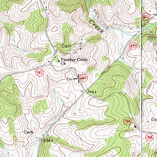Topographic Map of Newman Cemetery, VA