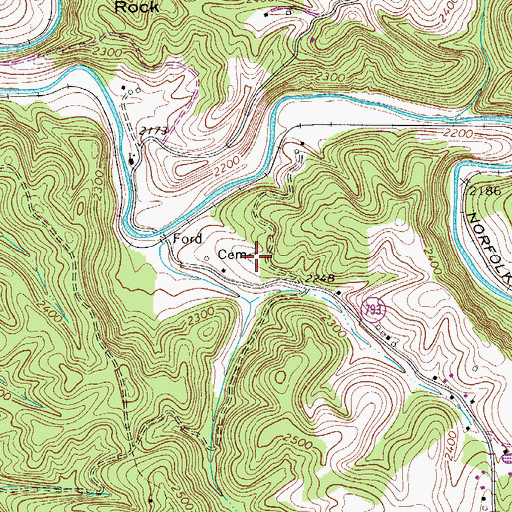 Topographic Map of Nuckolls Cemetery, VA
