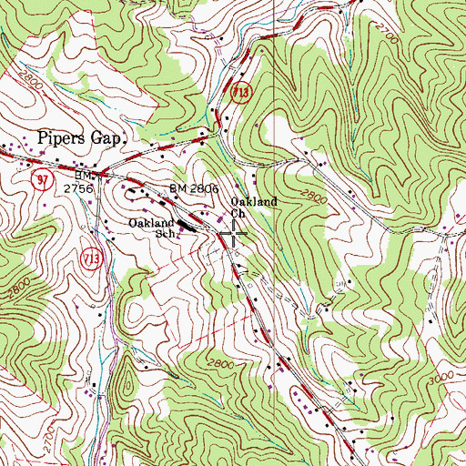 Topographic Map of Oakland Cemetery, VA