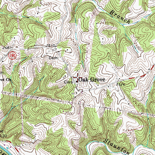 Topographic Map of Oak Grove Cemetery, VA