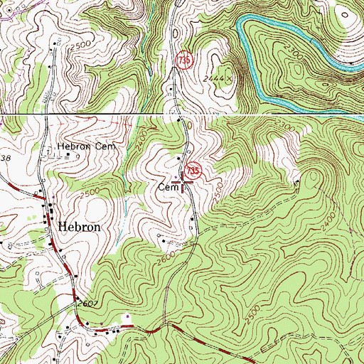 Topographic Map of Orvin Lineberry Cemetery, VA