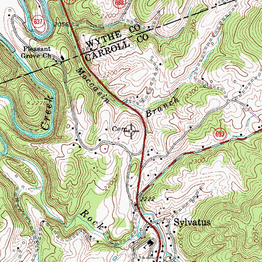 Topographic Map of Osbourne Cemetery, VA