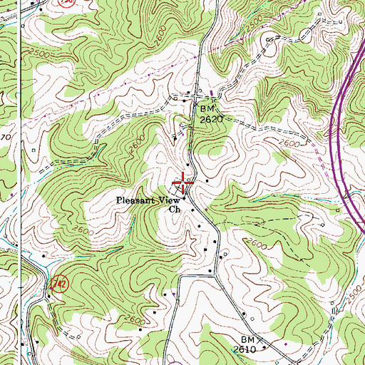Topographic Map of Pickett Cemetery, VA