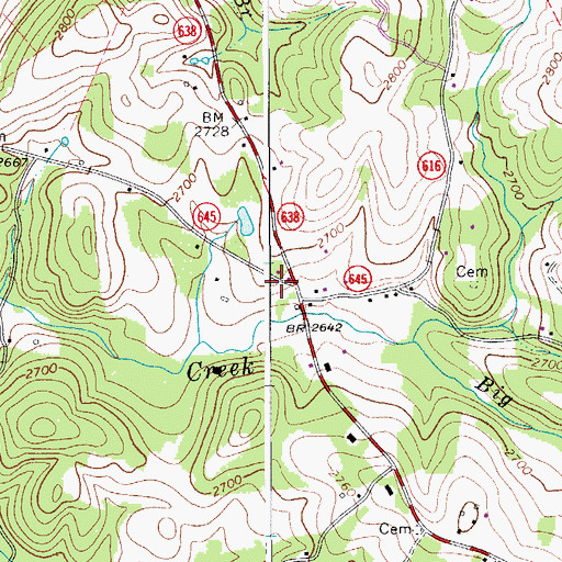 Topographic Map of Pine Knot School (historical), VA